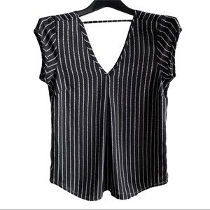 NORDSTROM HALOGEN Black Pinstripe Blouse